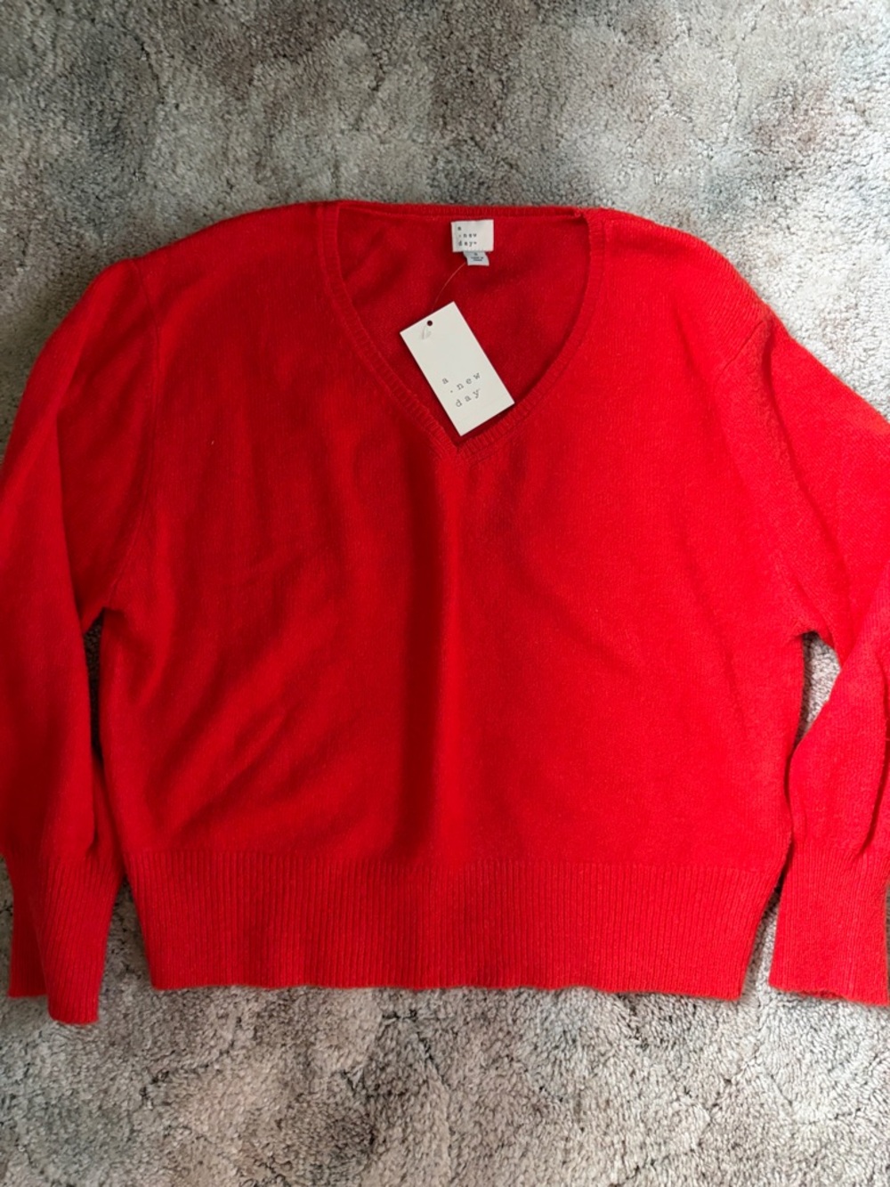 a new day Bright Red Women's V-Neck Sweater